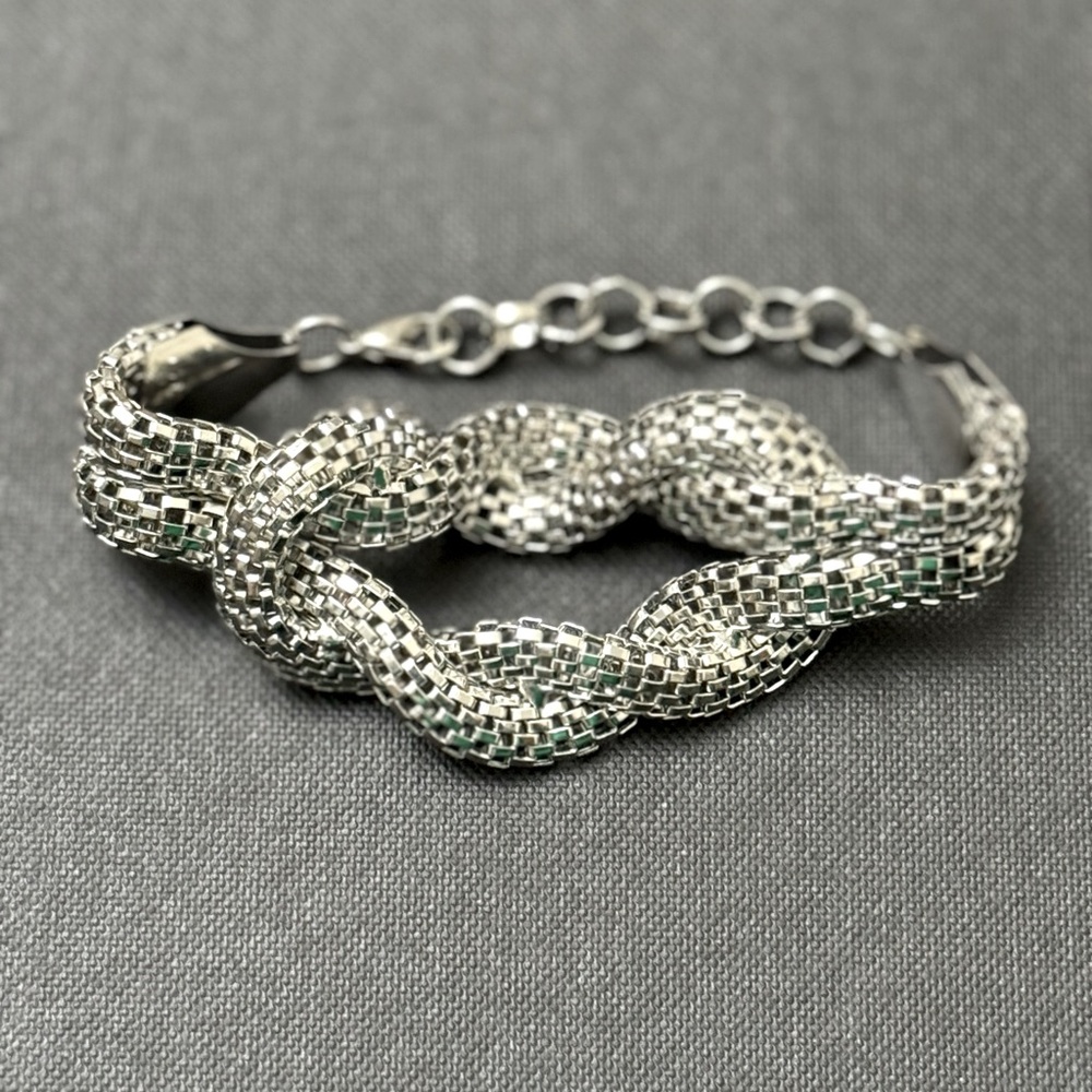 Chunky statement silver tone bracelet